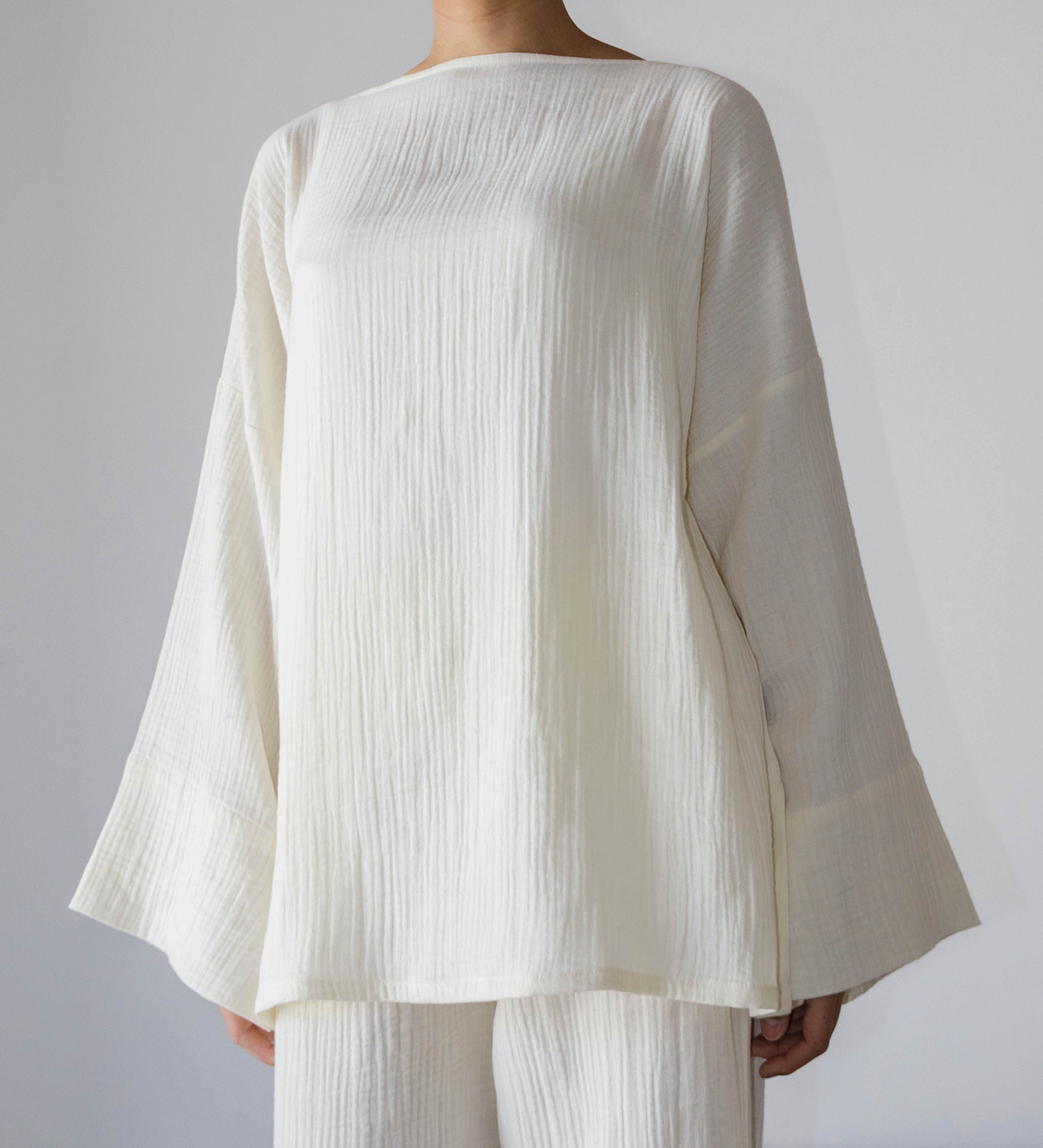 Top Sara gaz de coton vanille