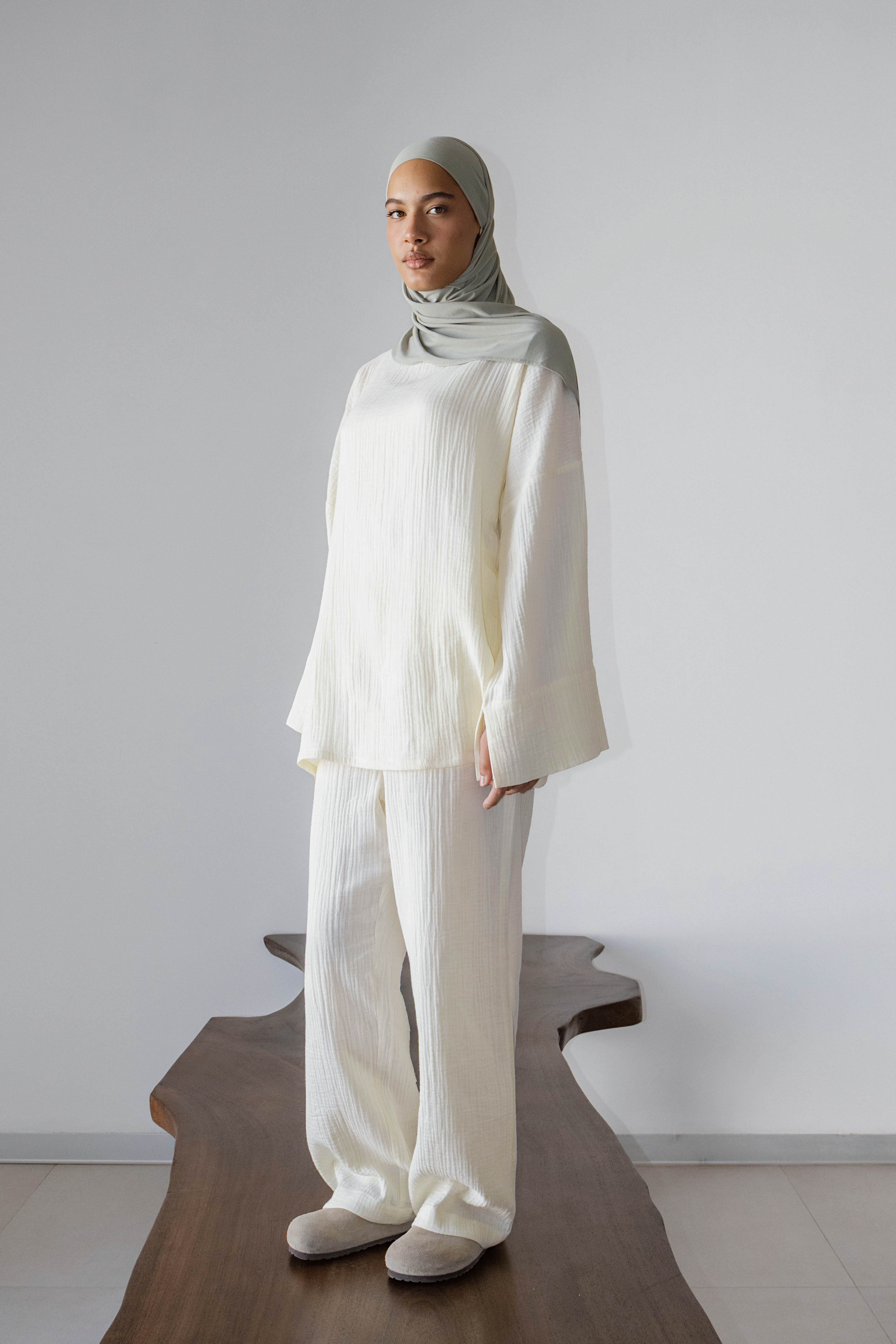 Top Sara gaz de coton vanille