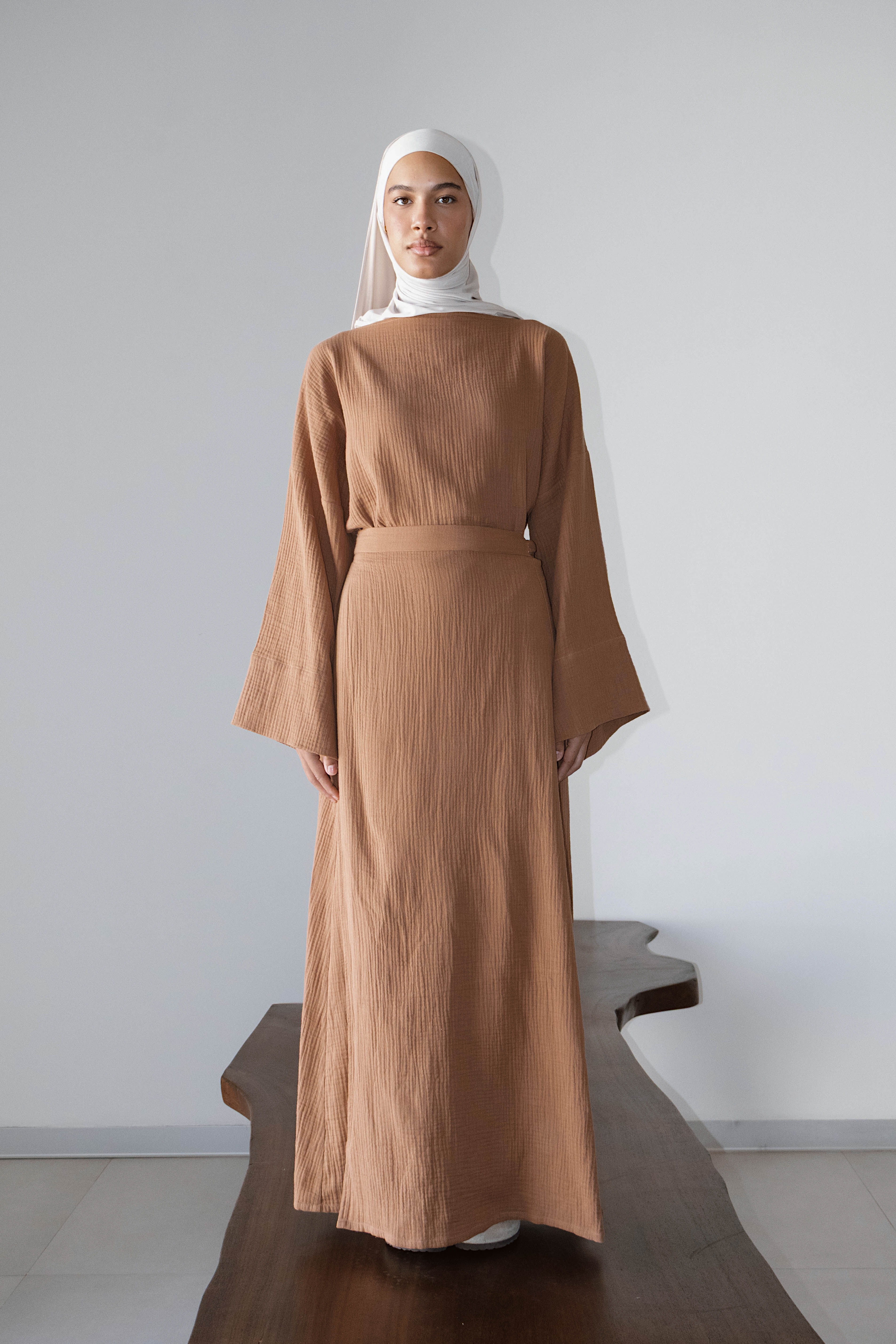 Jupe Sara gaz de coton terracotta