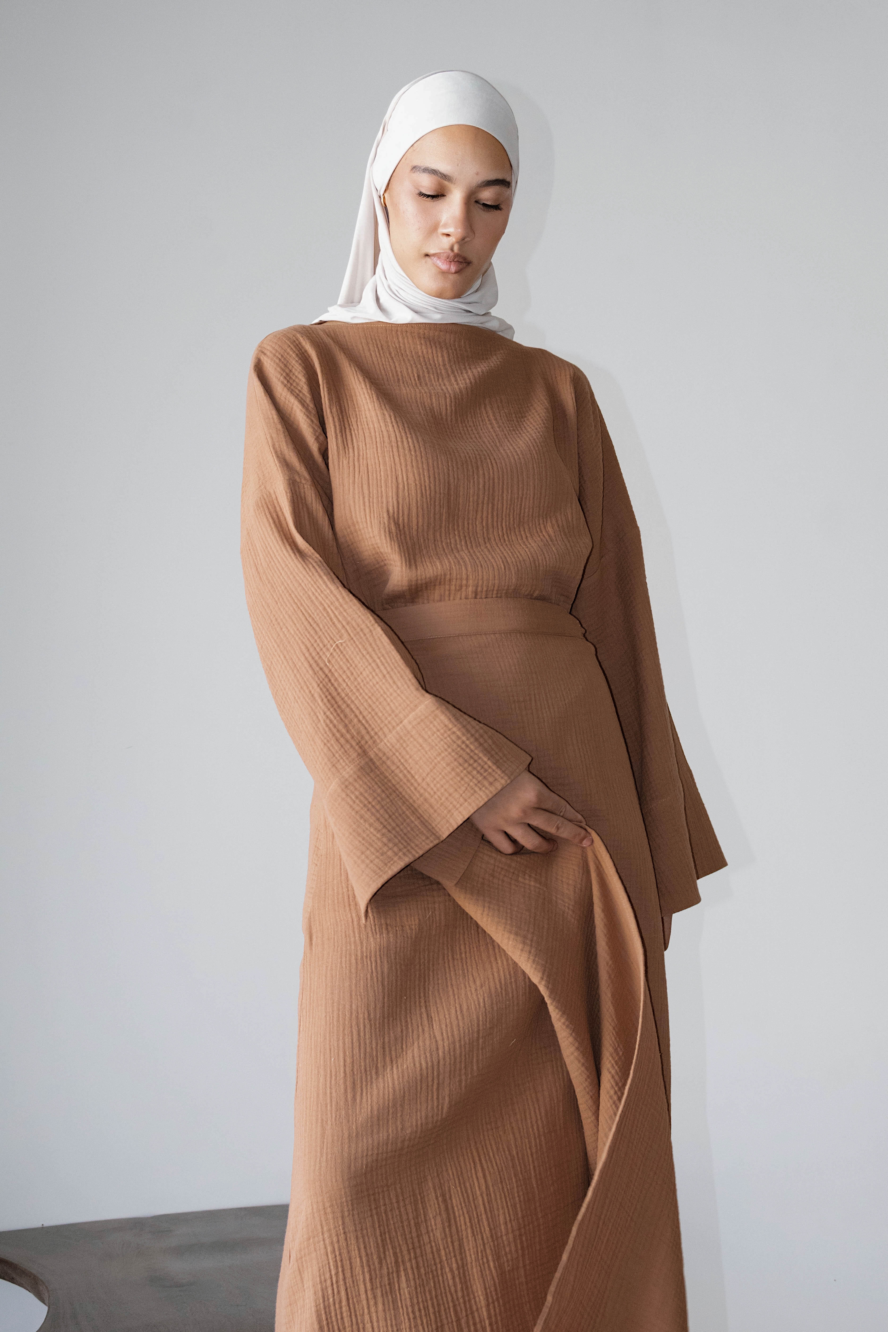 Jupe Sara gaz de coton terracotta