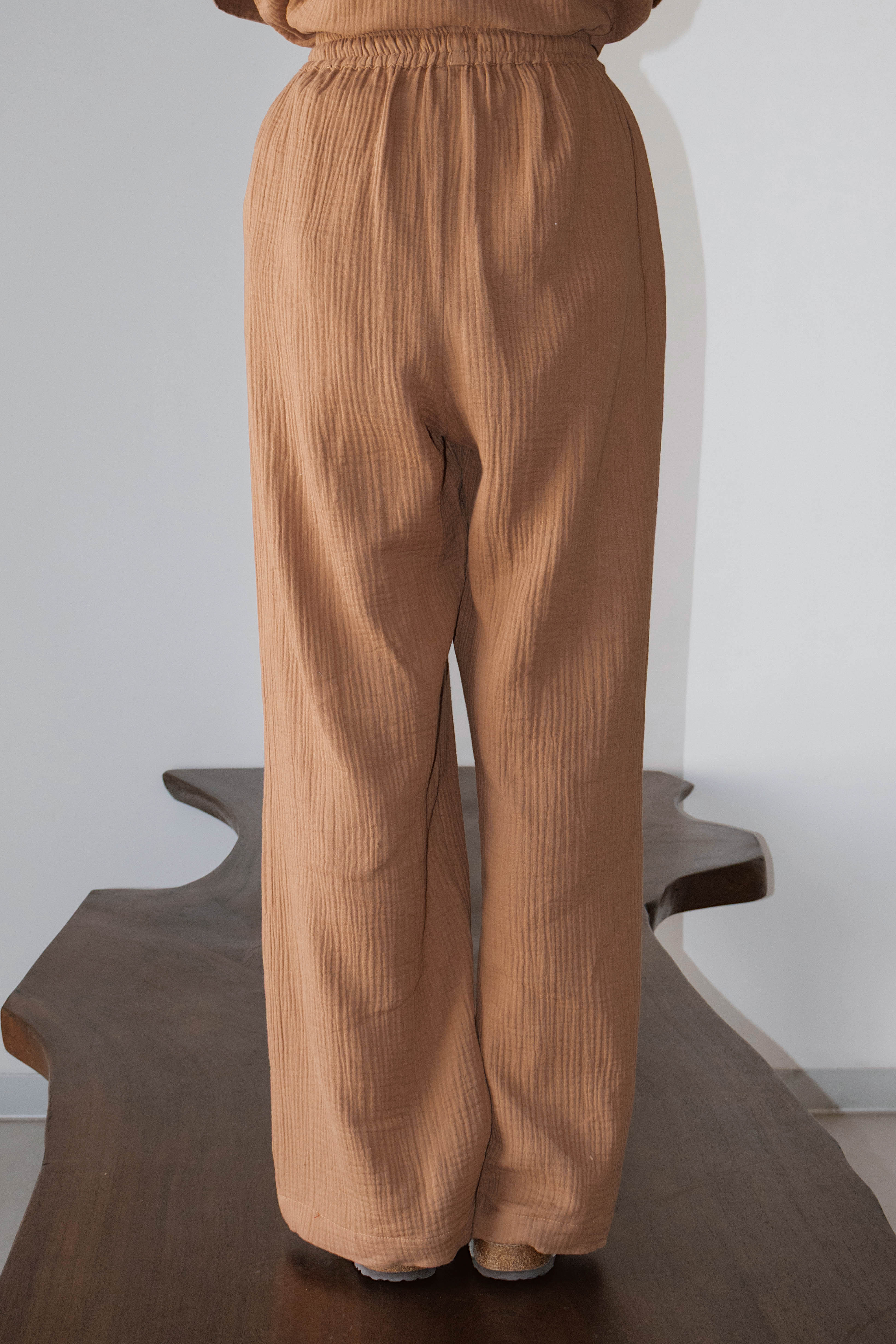 Pantalon Sara gaz de coton terracotta