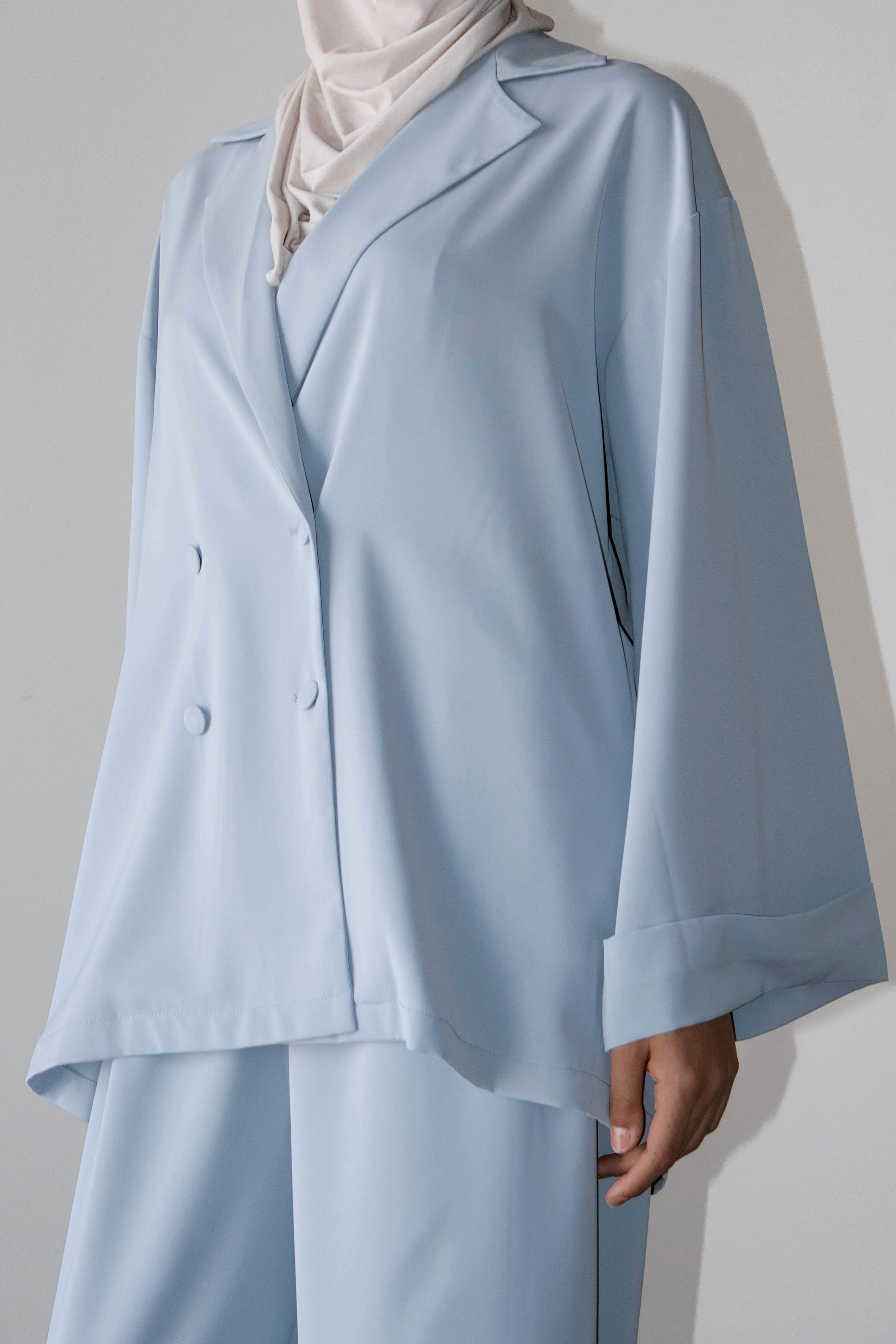 Veste croisée classy bleu ciel