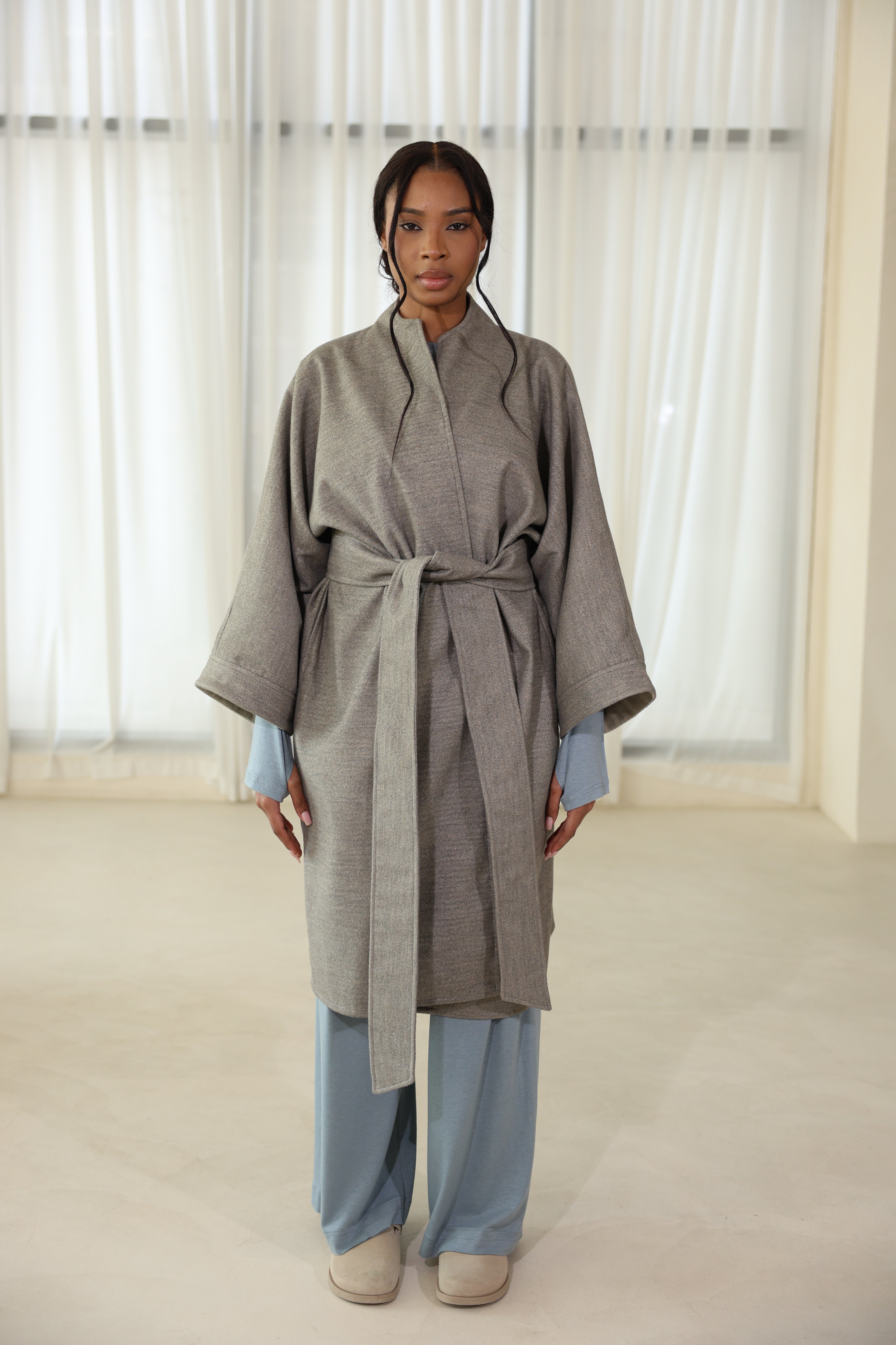 Manteau LYA gris clair chine