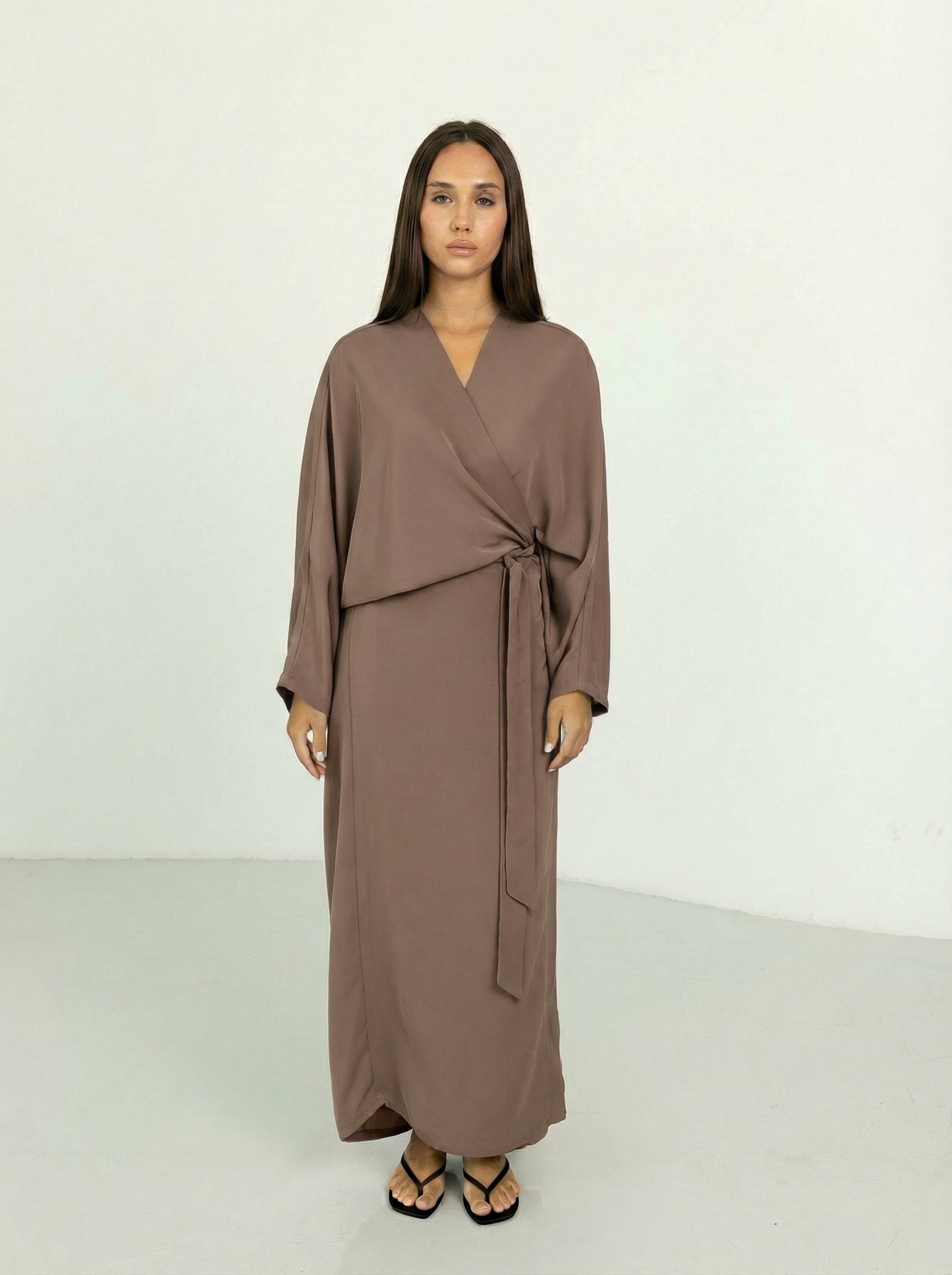 Robe abaya Nida Marron Taupe