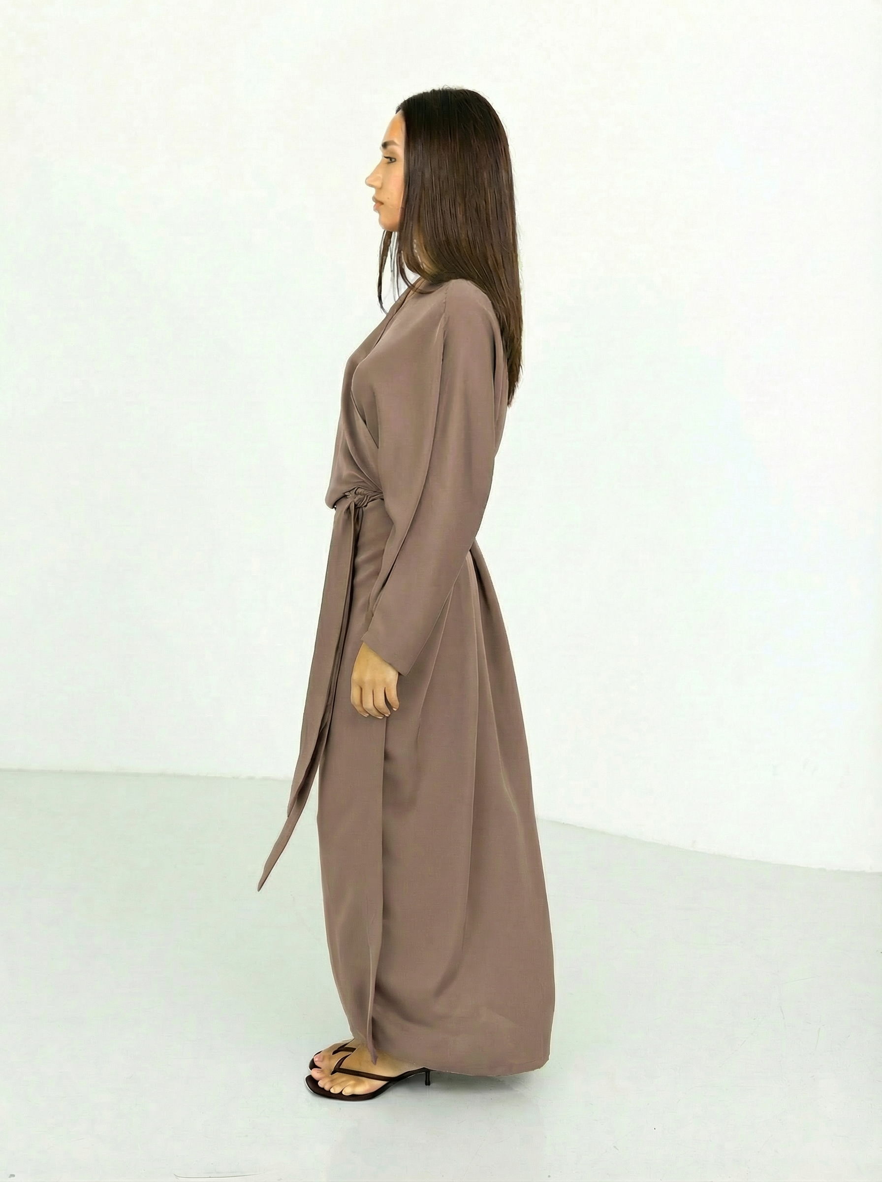 Robe abaya Nida Marron Taupe