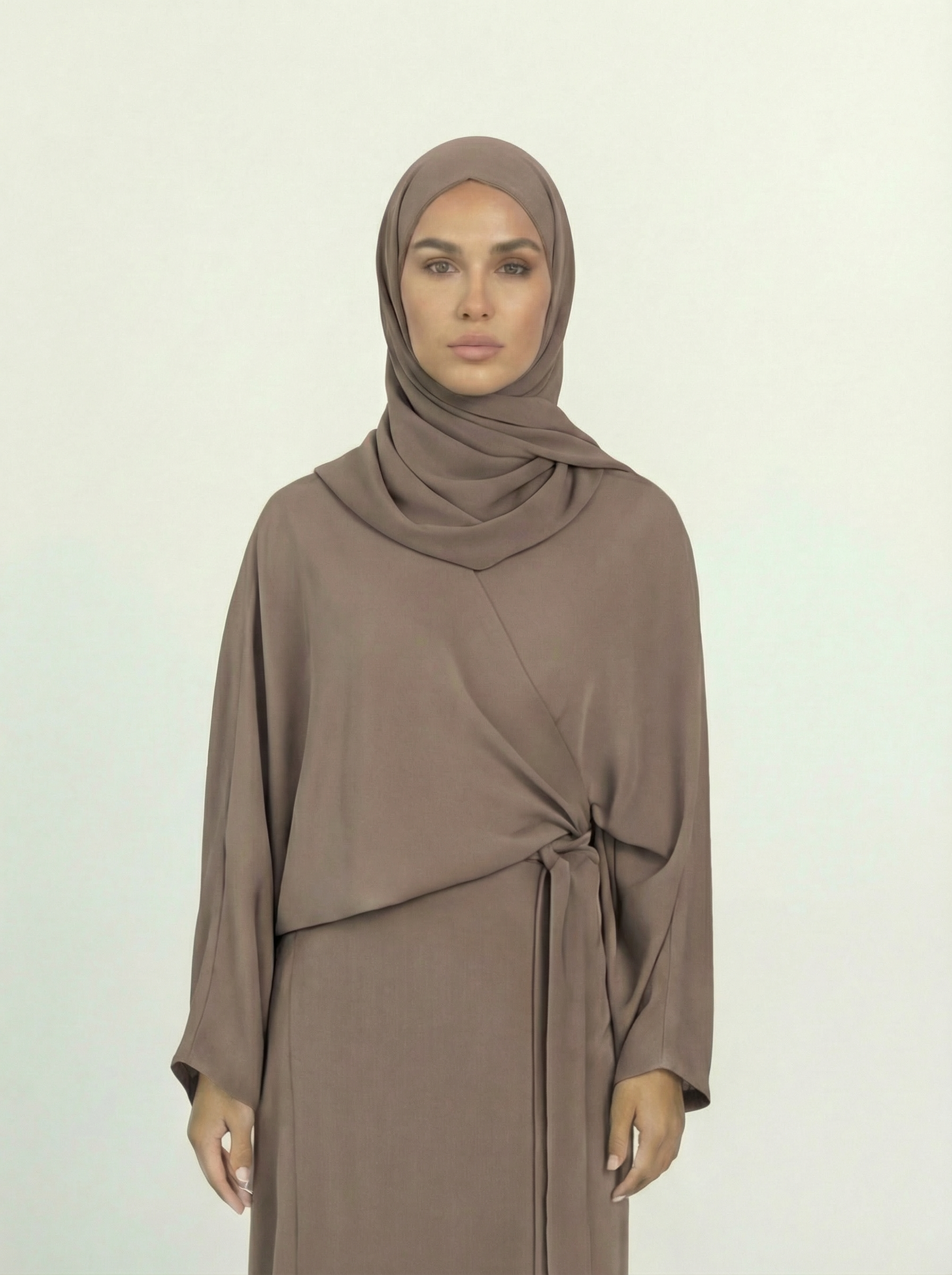 Robe abaya Nida taupe pastel