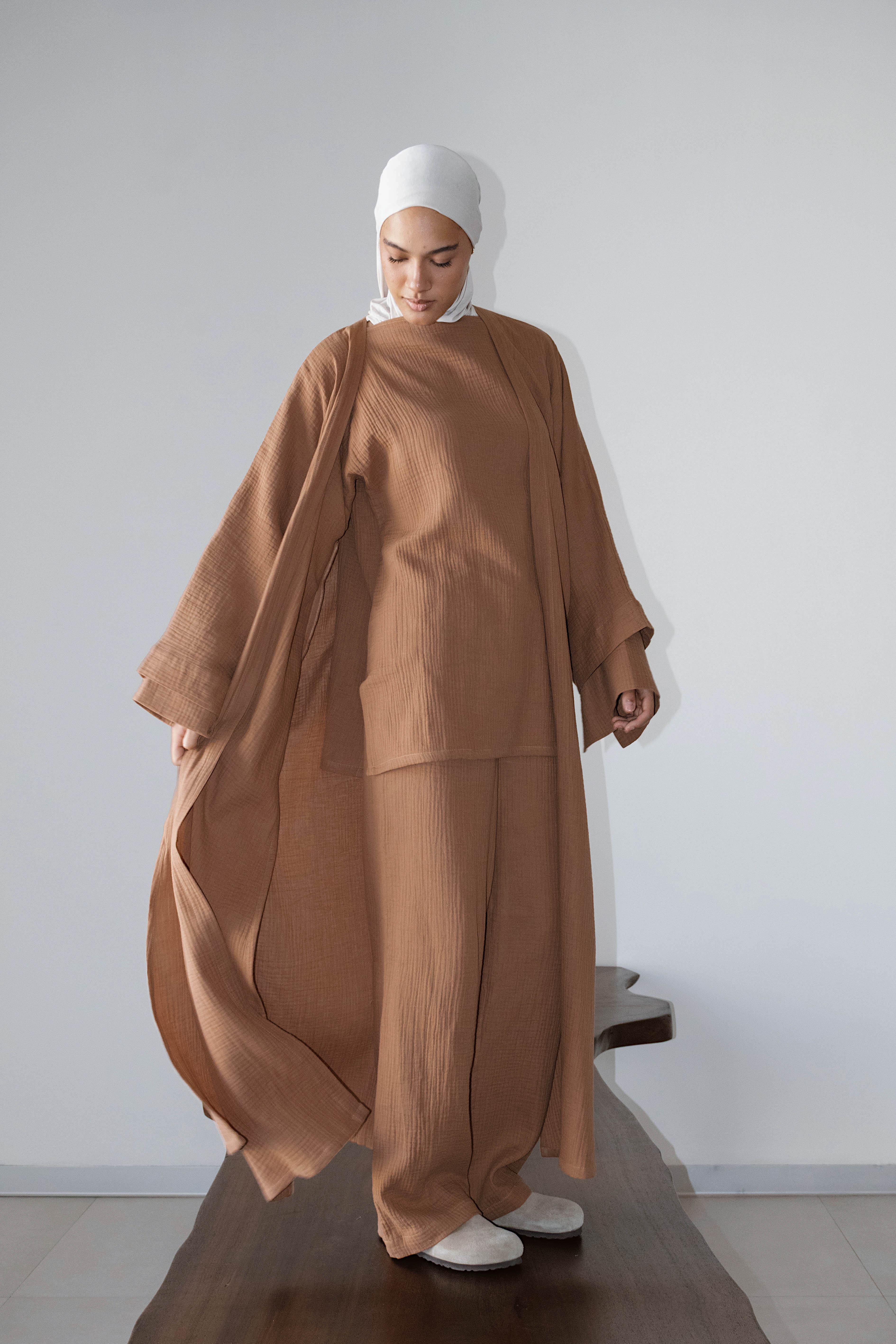 kimono Ossy Gaz de coton terracotta