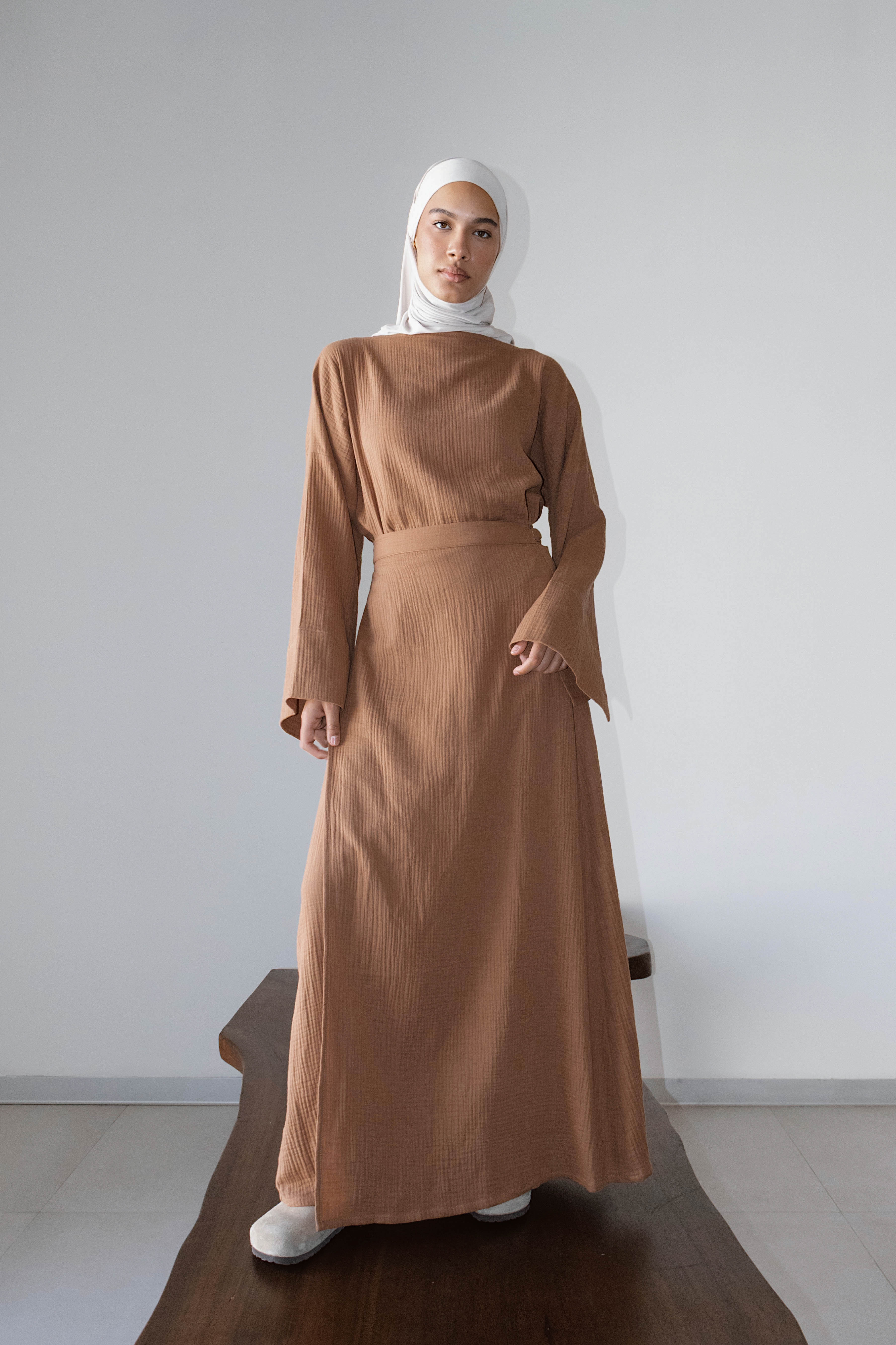 Jupe Sara gaz de coton terracotta