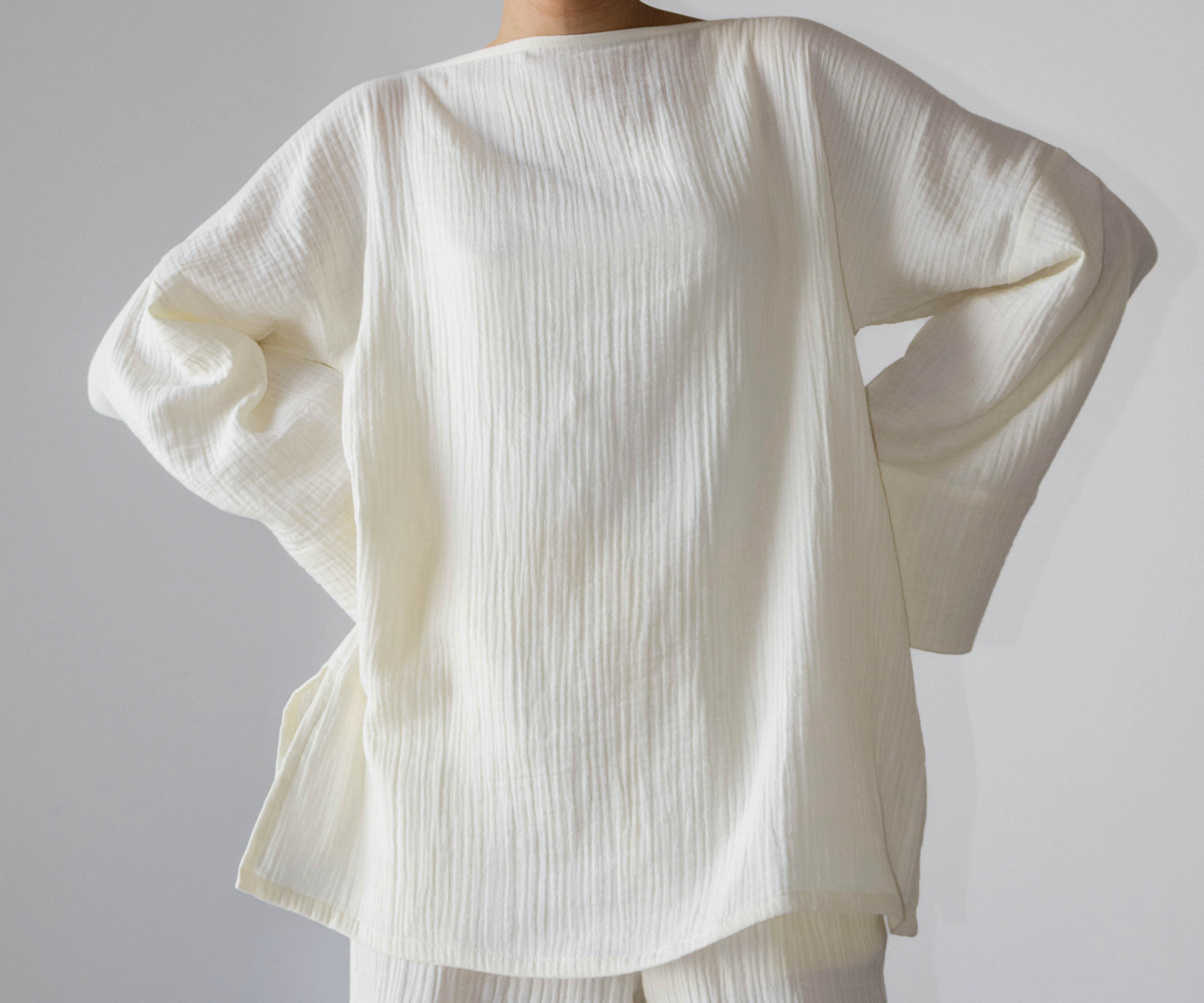 Top Sara gaz de coton vanille