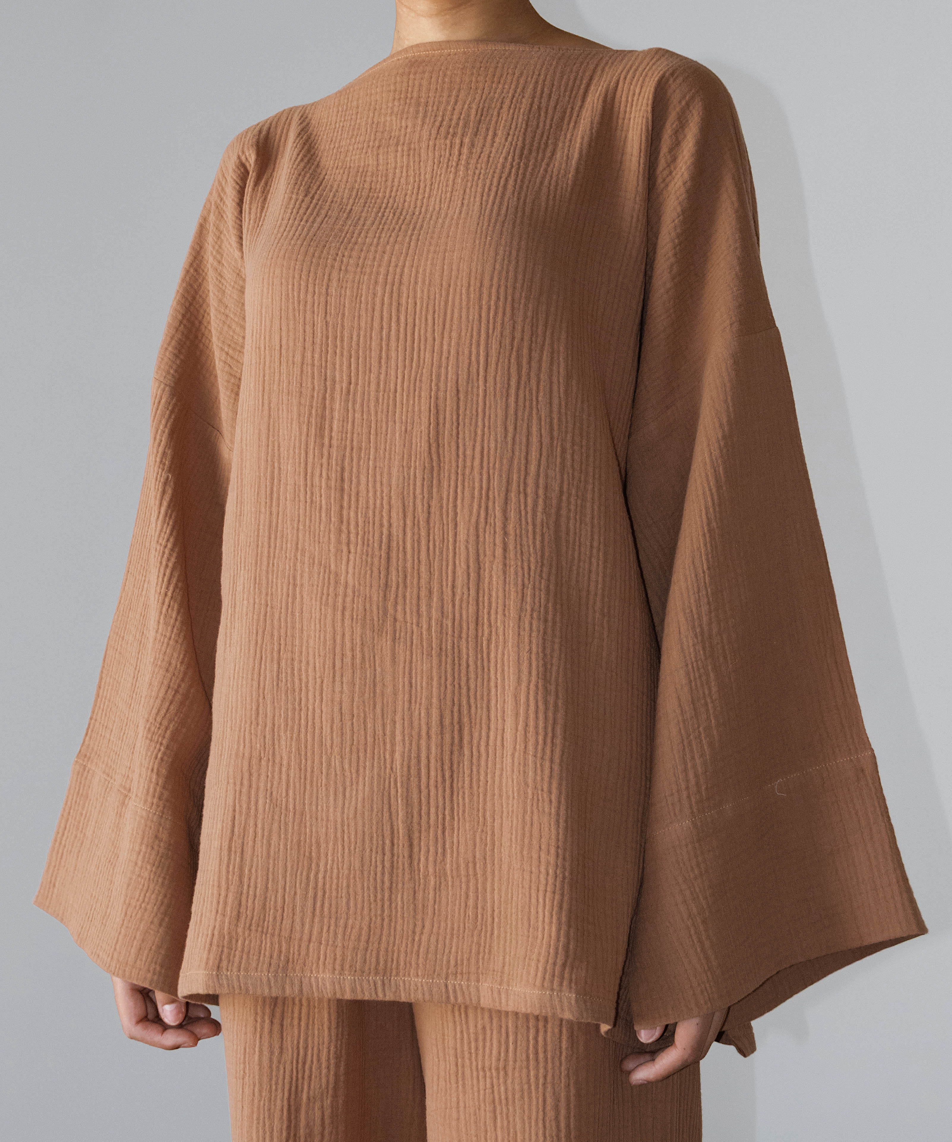 Top Sara gaz de coton terracotta
