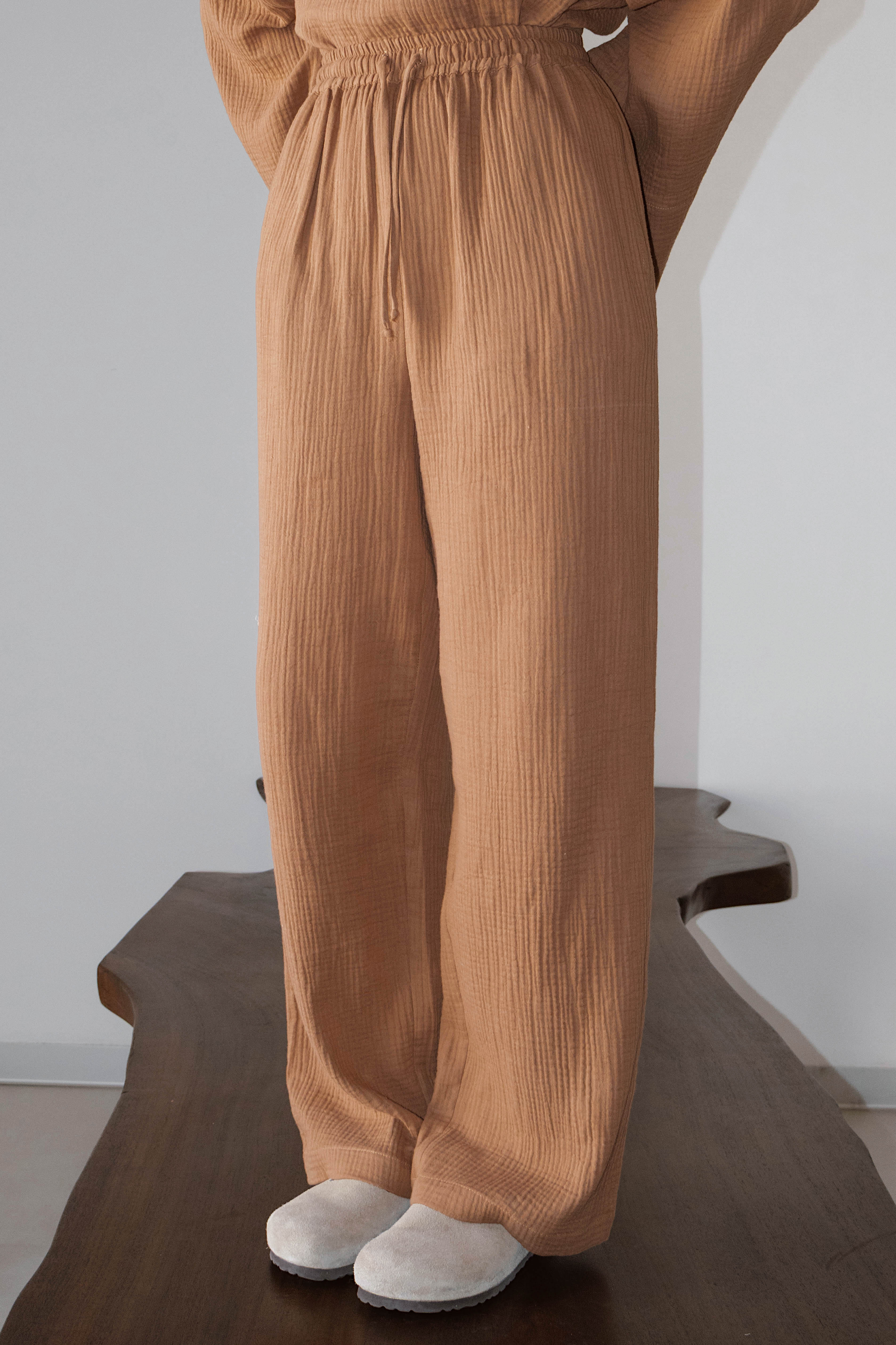 Pantalon Sara gaz de coton terracotta