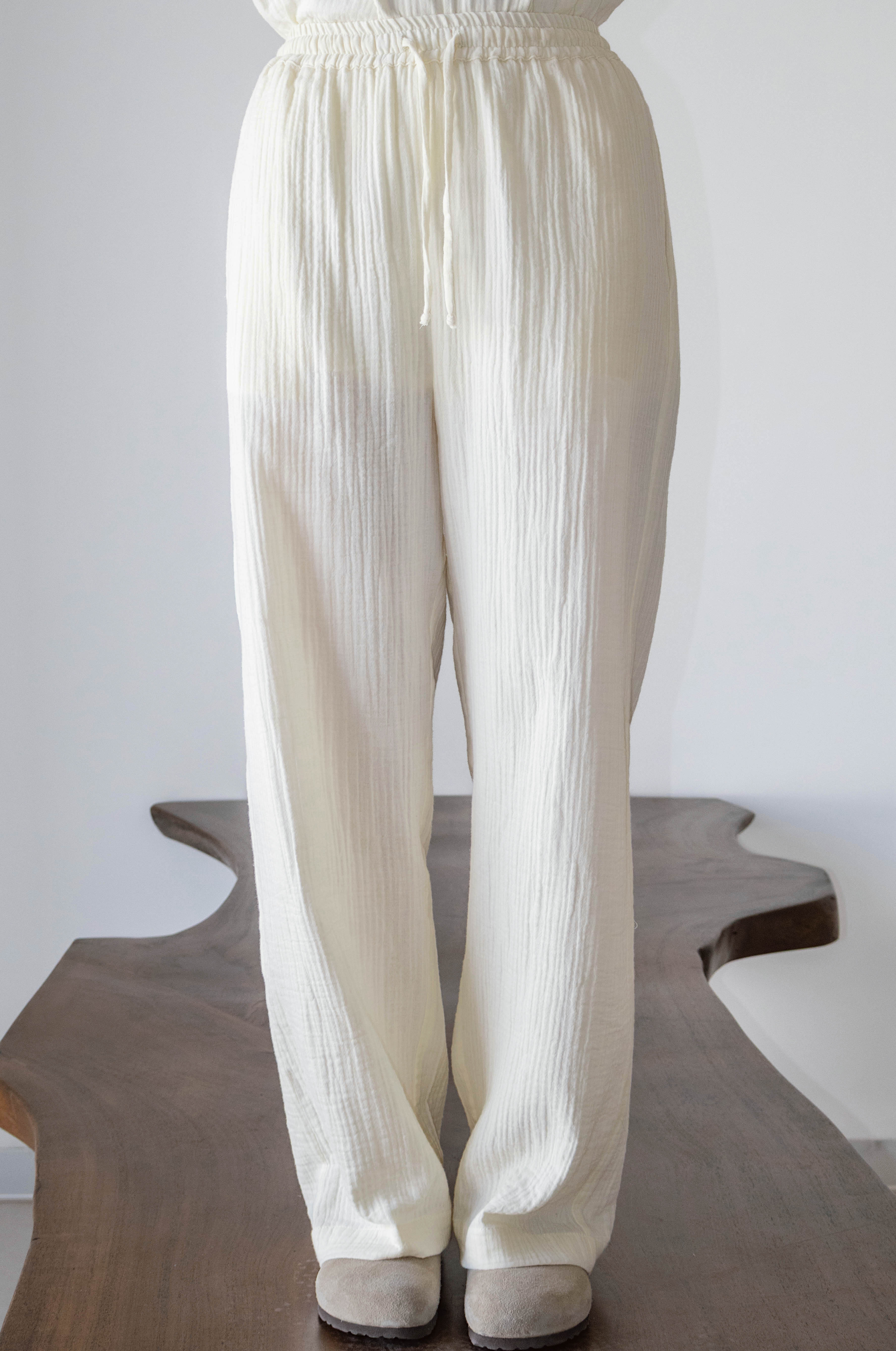 Pantalon Sara gaz de coton vanille