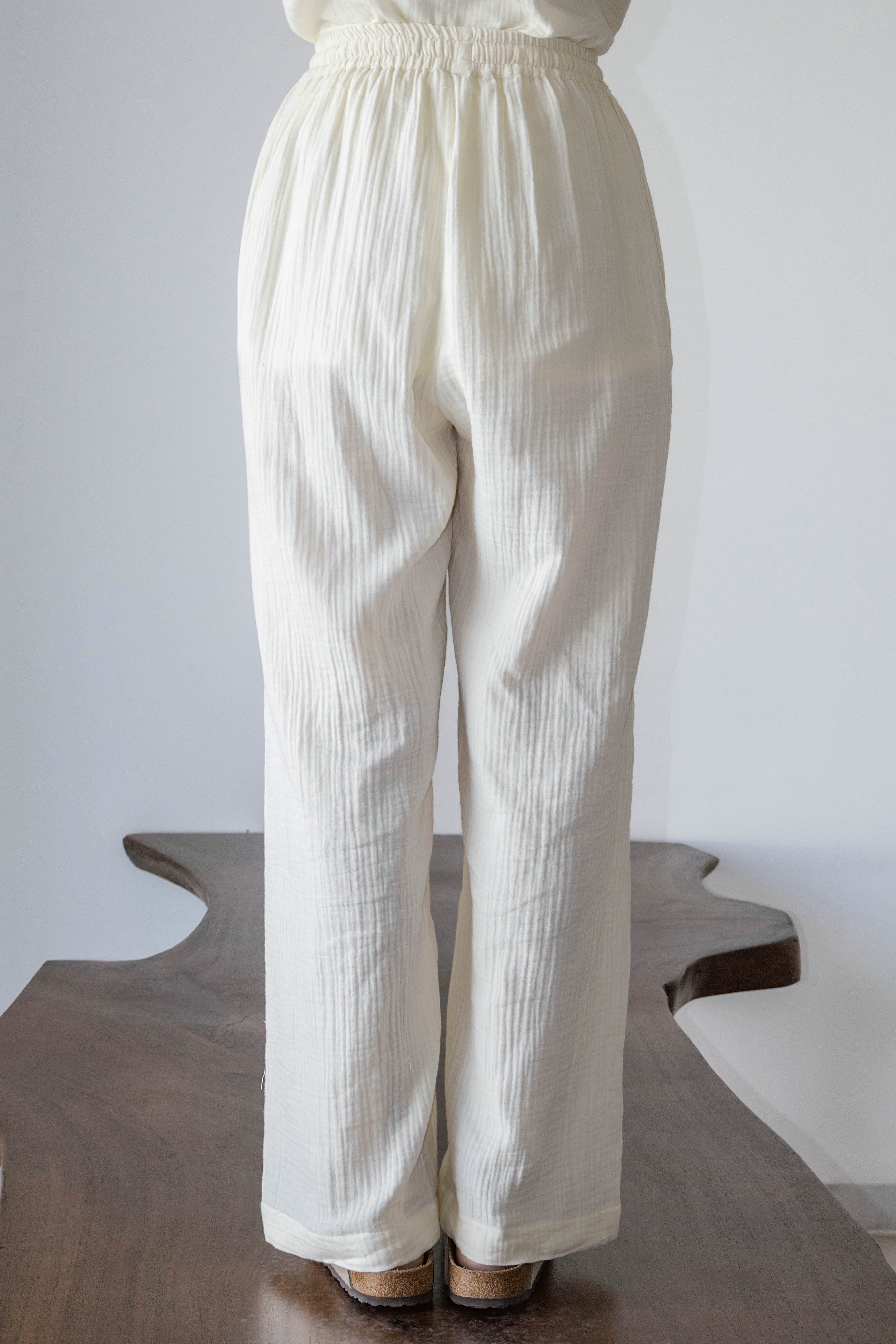 Pantalon Sara gaz de coton vanille