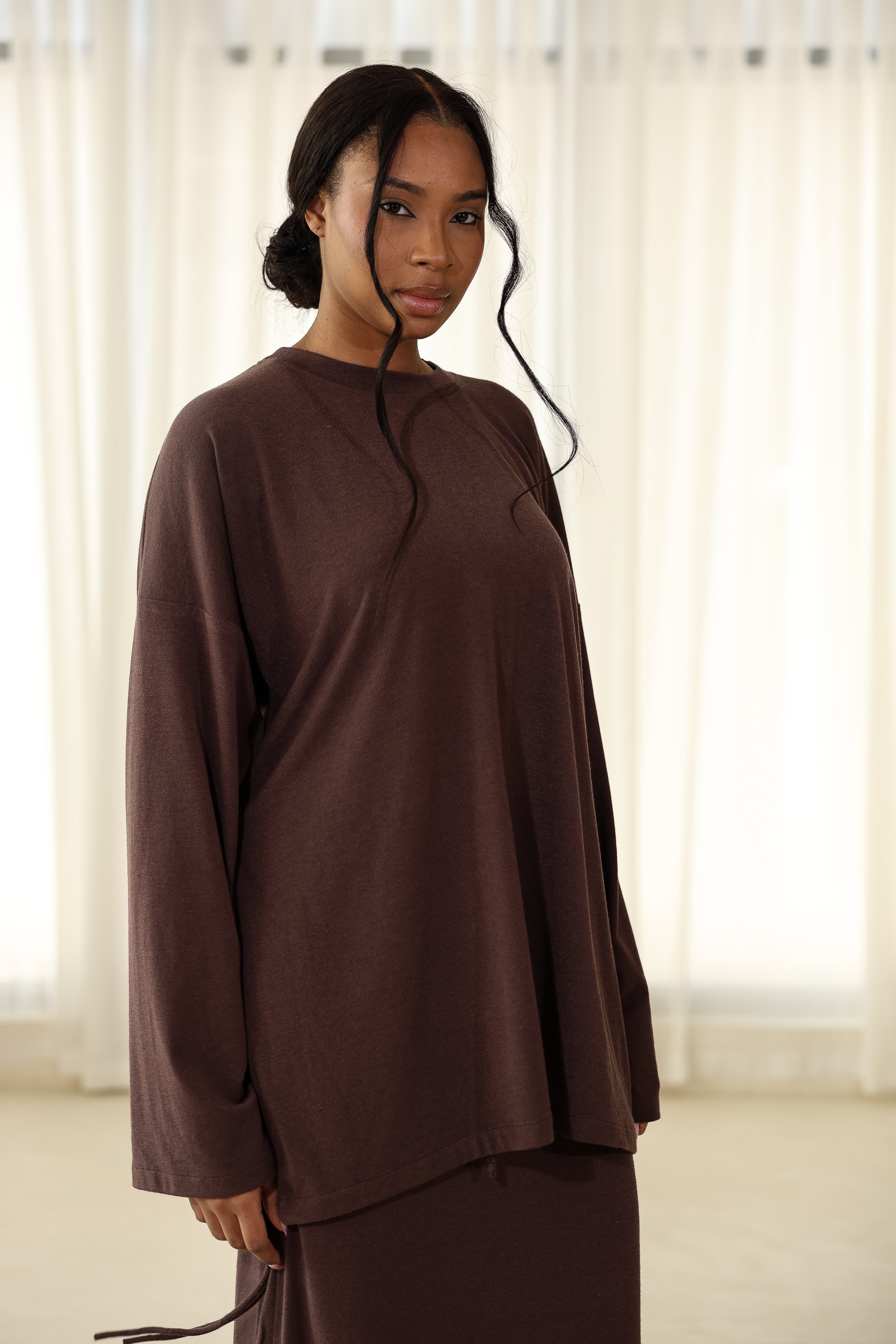 Pull cocoon Marron