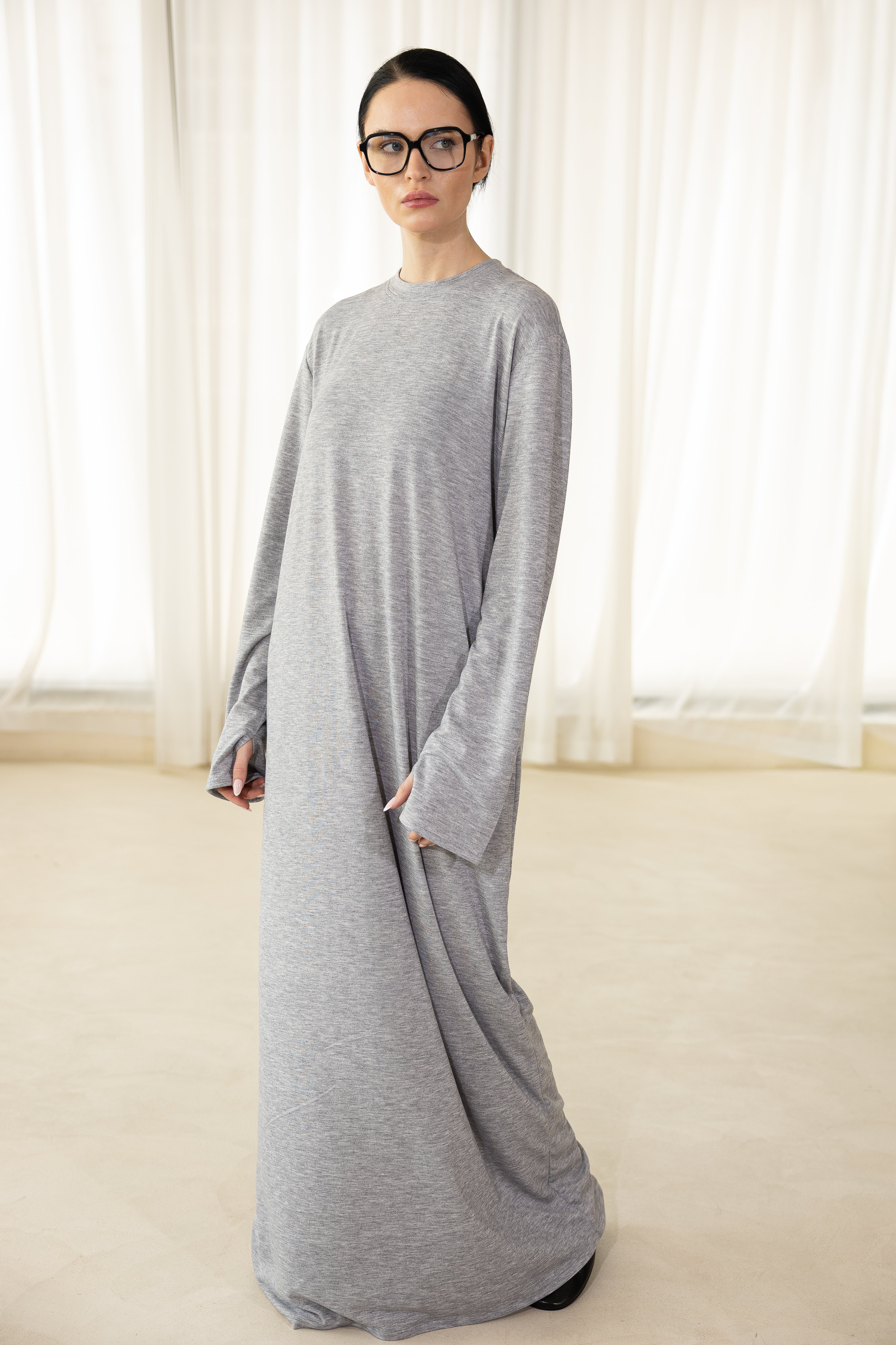 Robe Mitaine Gris chiné