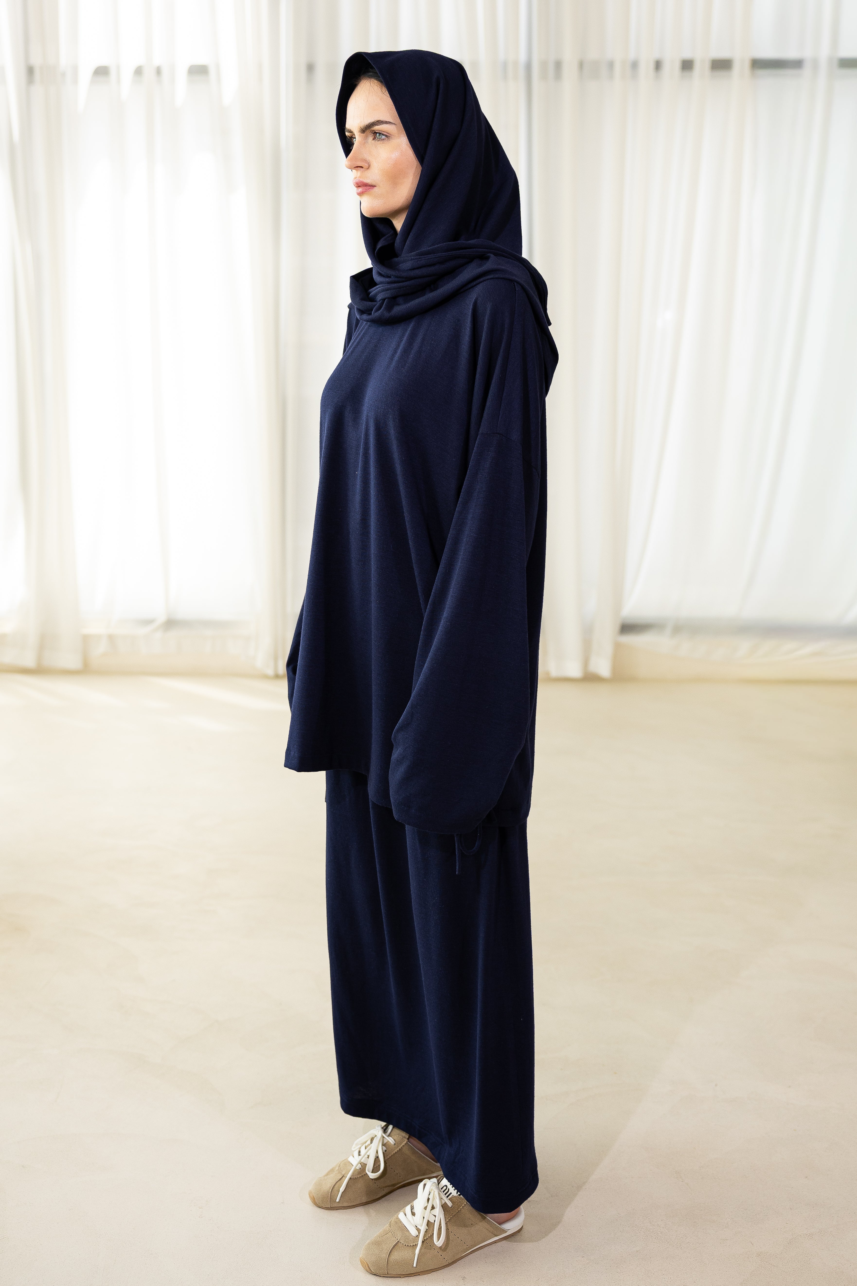 Jupe cocoon bleu nuit